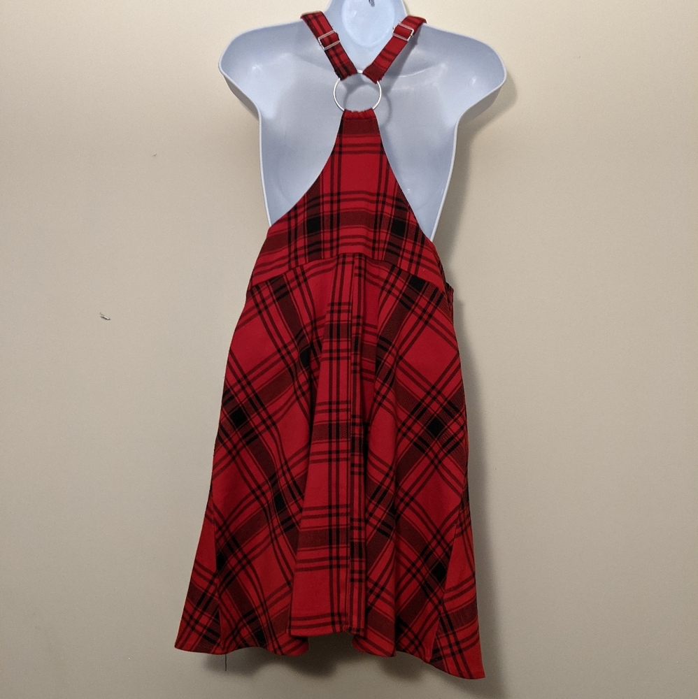 Scooby Doo Red Plaid Pinafore Punk Dress L - Picture 4 of 6